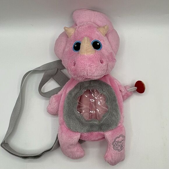 Chupa Chups Pink Triceratops Dinosaur Backpack Carry Bag Plush Purse 13" - Picture 1 of 8